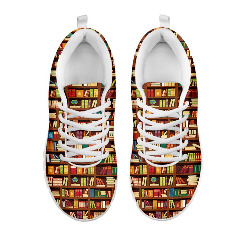 Reading Library Pattern Print White Sneakers