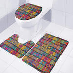 Rectangle Mandala Bohemian Pattern Print 3 Piece Bath Mat Set