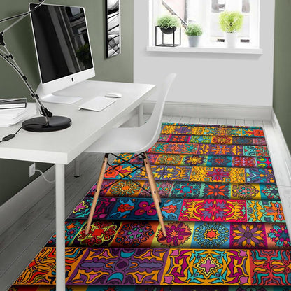 Rectangle Mandala Bohemian Pattern Print Area Rug GearFrost