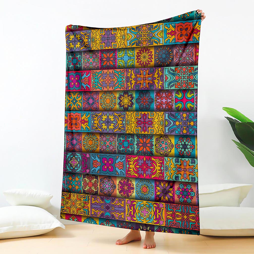 Rectangle Mandala Bohemian Pattern Print Blanket