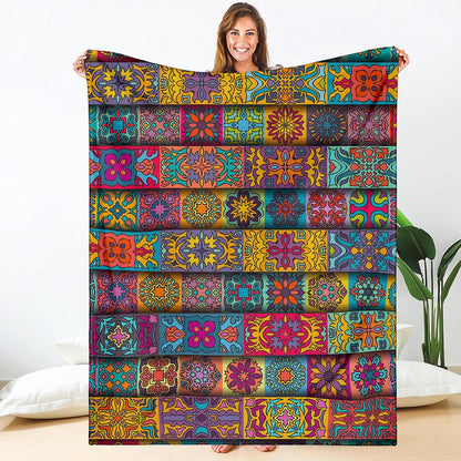 Rectangle Mandala Bohemian Pattern Print Blanket