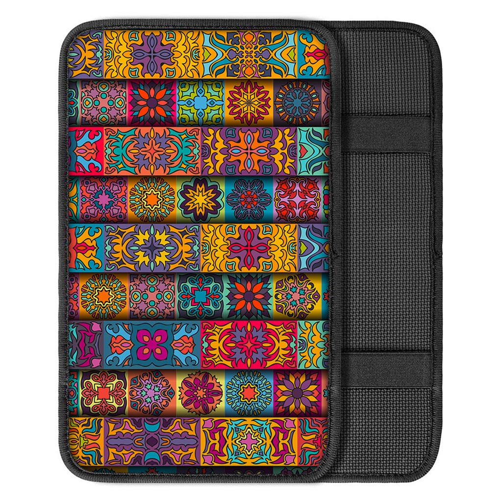 Rectangle Mandala Bohemian Pattern Print Car Center Console Cover