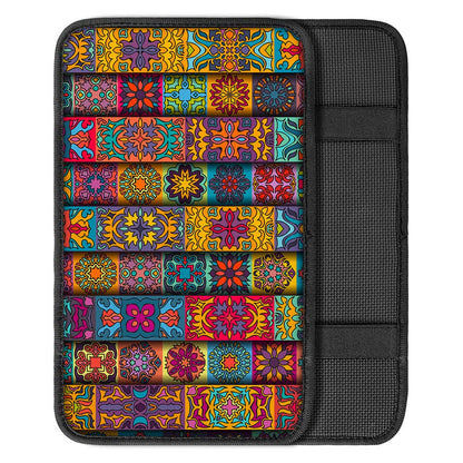 Rectangle Mandala Bohemian Pattern Print Car Center Console Cover