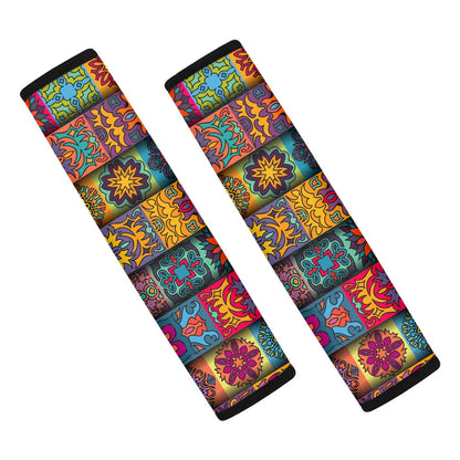 Rectangle Mandala Bohemian Pattern Print Car Seat Belt Covers