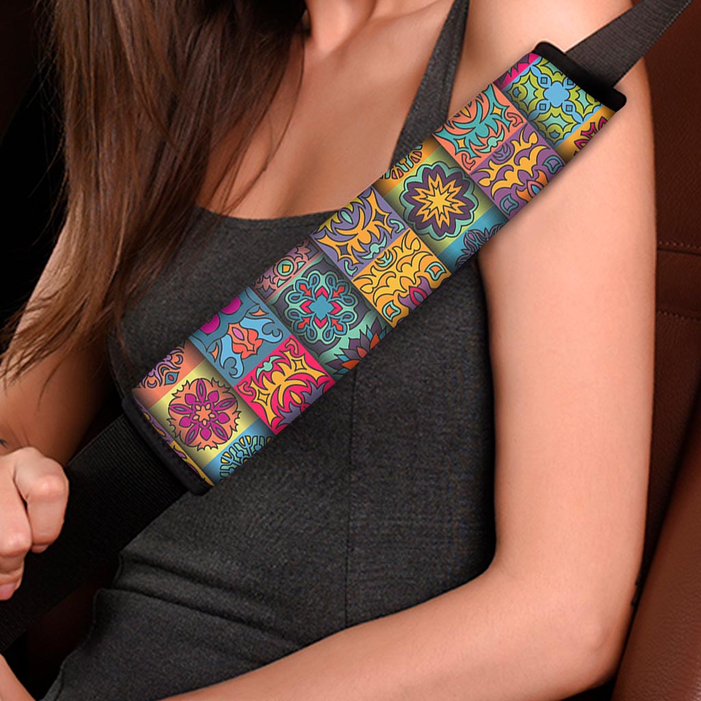 Rectangle Mandala Bohemian Pattern Print Car Seat Belt Covers