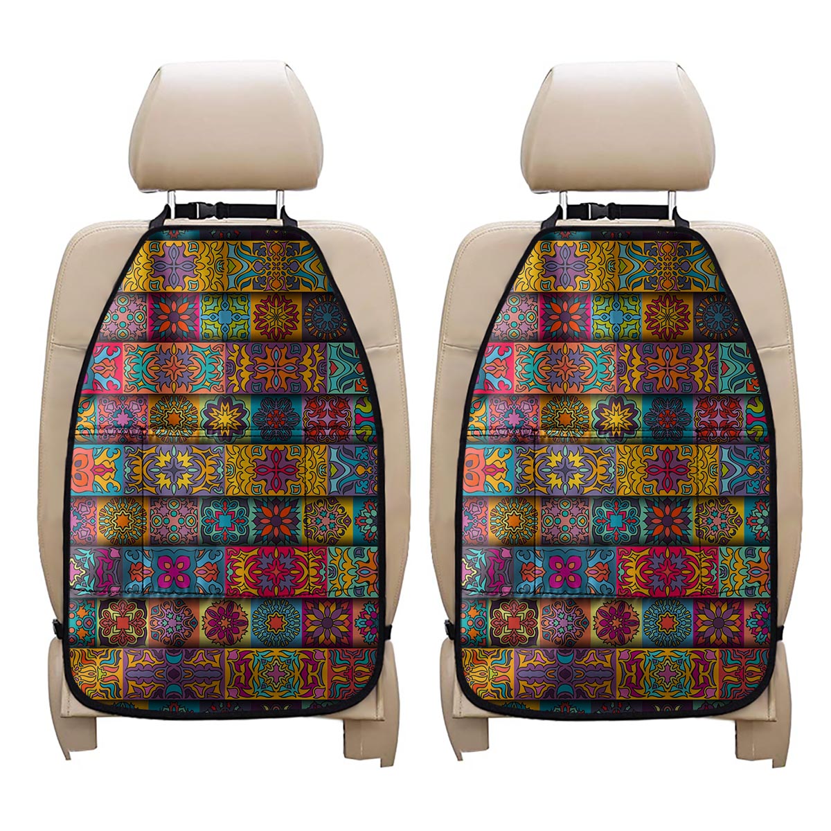 Rectangle Mandala Bohemian Pattern Print Car Seat Organizers