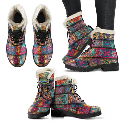 Rectangle Mandala Bohemian Pattern Print Comfy Boots GearFrost