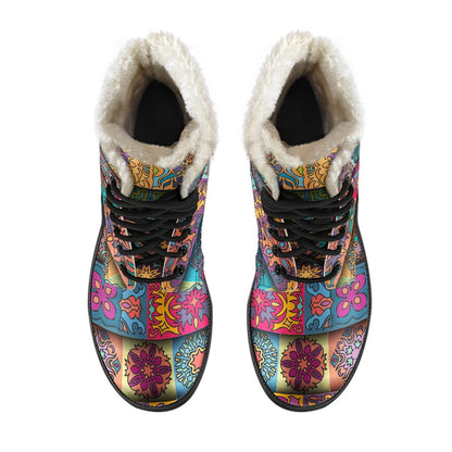 Rectangle Mandala Bohemian Pattern Print Comfy Boots GearFrost