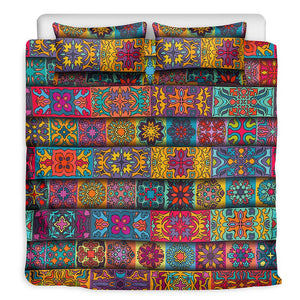 Rectangle Mandala Bohemian Pattern Print Duvet Cover Bedding Set