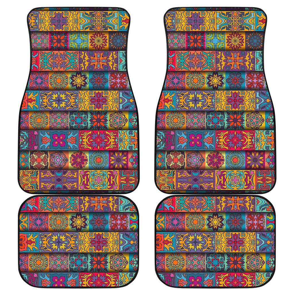 Rectangle Mandala Bohemian Pattern Print Front and Back Car Floor Mats