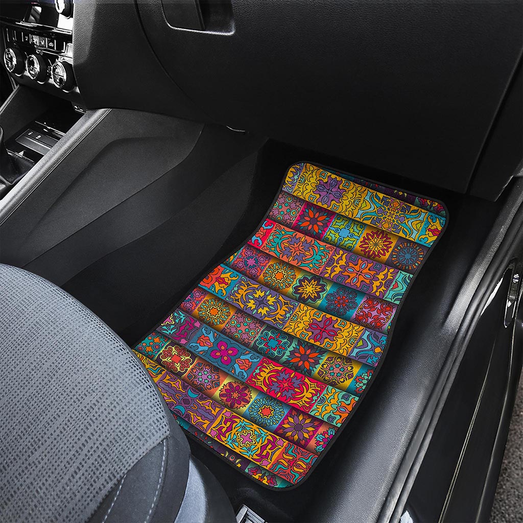 Rectangle Mandala Bohemian Pattern Print Front and Back Car Floor Mats