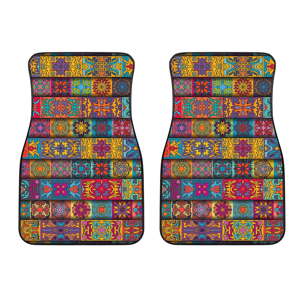 Rectangle Mandala Bohemian Pattern Print Front Car Floor Mats