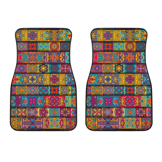 Rectangle Mandala Bohemian Pattern Print Front Car Floor Mats
