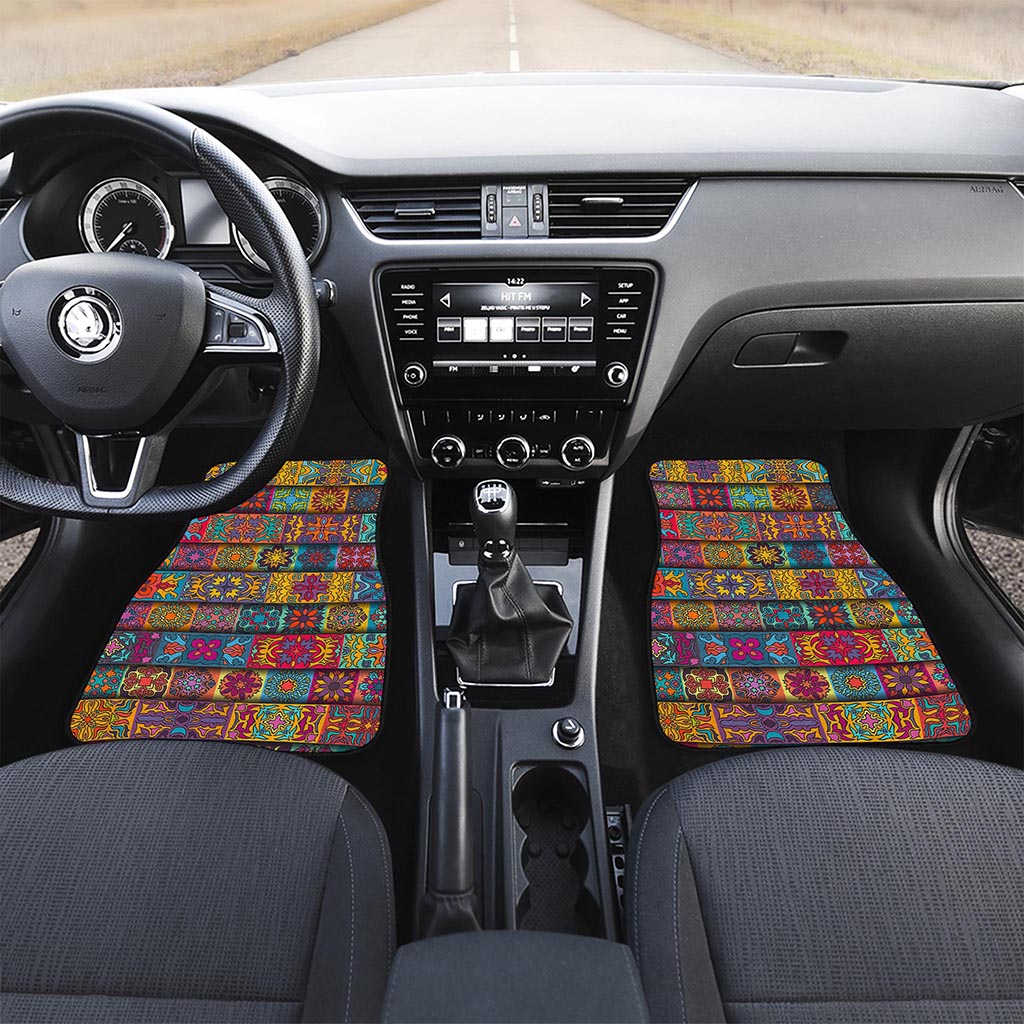 Rectangle Mandala Bohemian Pattern Print Front Car Floor Mats