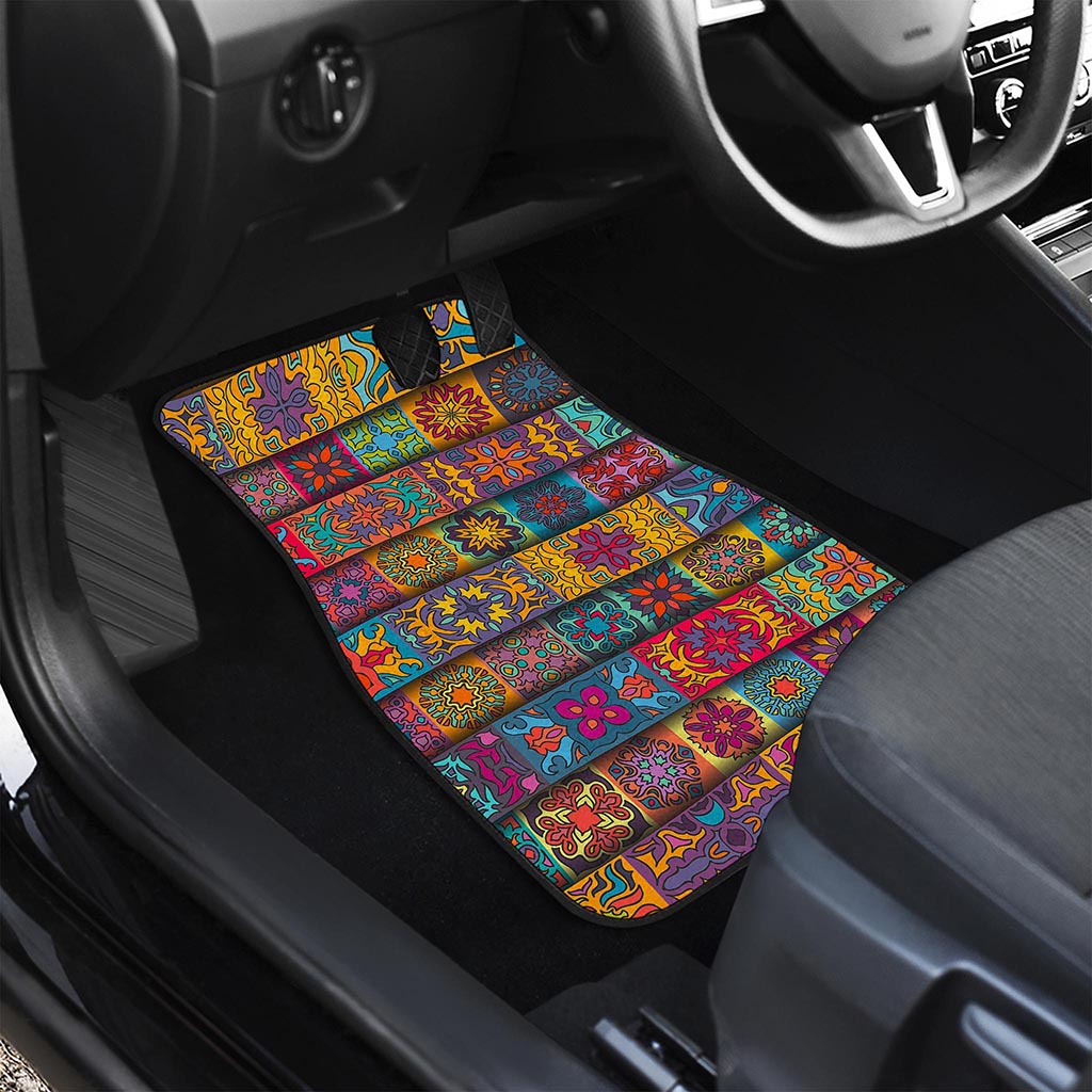 Rectangle Mandala Bohemian Pattern Print Front Car Floor Mats