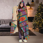 Rectangle Mandala Bohemian Pattern Print Hooded Blanket