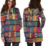Rectangle Mandala Bohemian Pattern Print Hoodie Dress GearFrost