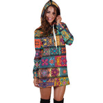 Rectangle Mandala Bohemian Pattern Print Hoodie Dress GearFrost