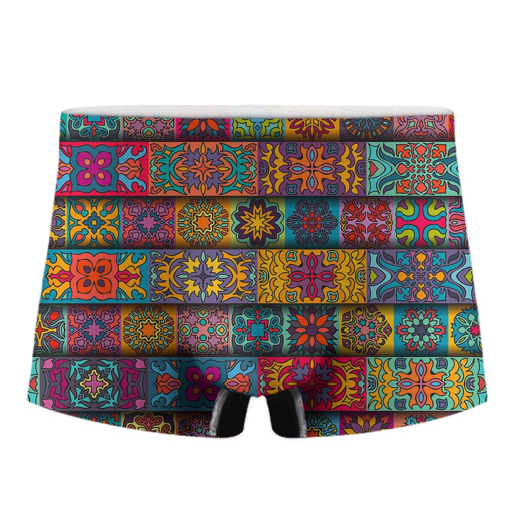 Rectangle Mandala Bohemian Pattern Print Men's Boxer Briefs