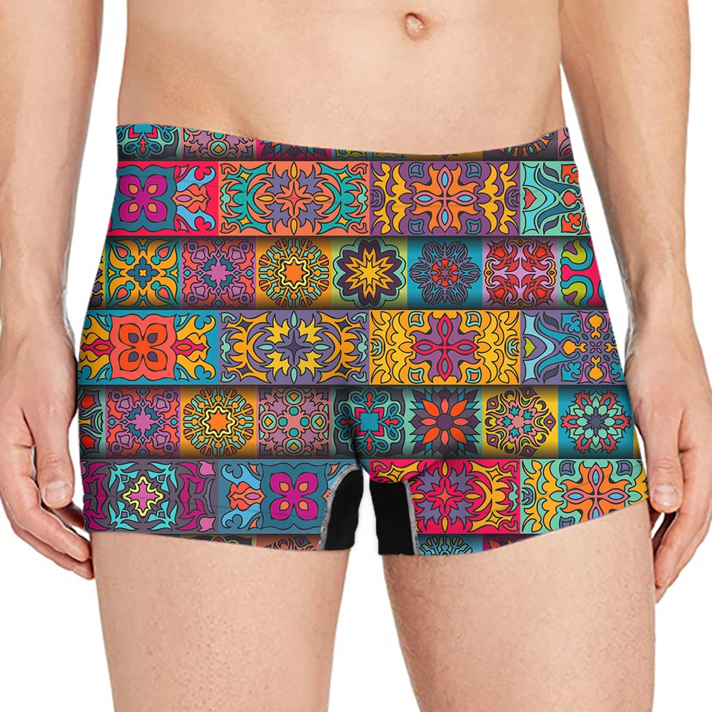 Rectangle Mandala Bohemian Pattern Print Men's Boxer Briefs
