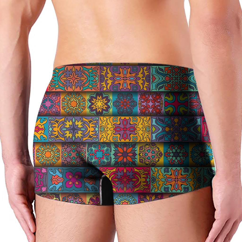 Rectangle Mandala Bohemian Pattern Print Men's Boxer Briefs