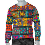 Rectangle Mandala Bohemian Pattern Print Men's Crewneck Sweatshirt GearFrost