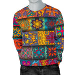 Rectangle Mandala Bohemian Pattern Print Men's Crewneck Sweatshirt GearFrost