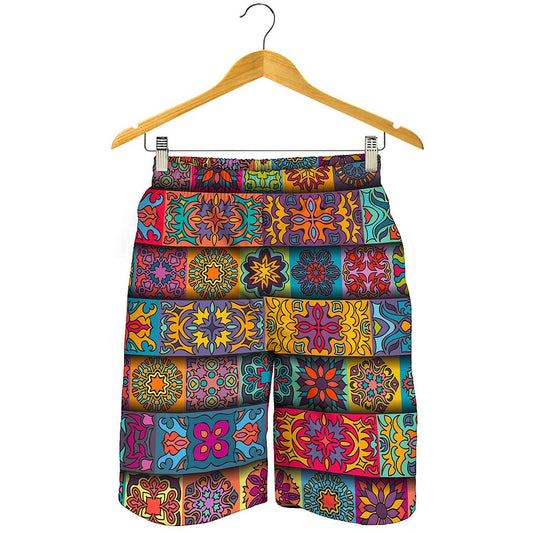 Rectangle Mandala Bohemian Pattern Print Men's Shorts