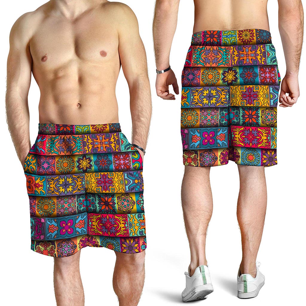 Rectangle Mandala Bohemian Pattern Print Men's Shorts