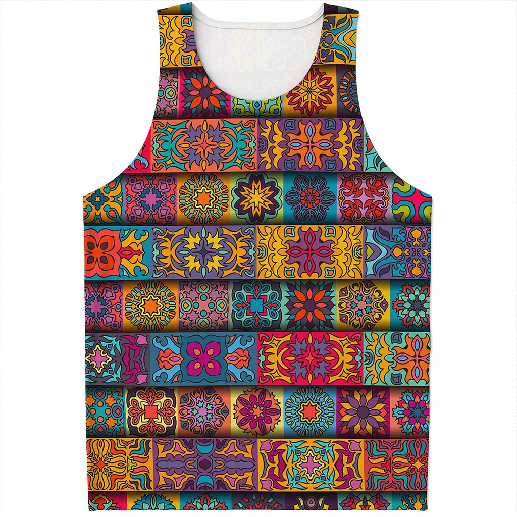 Rectangle Mandala Bohemian Pattern Print Men's Tank Top
