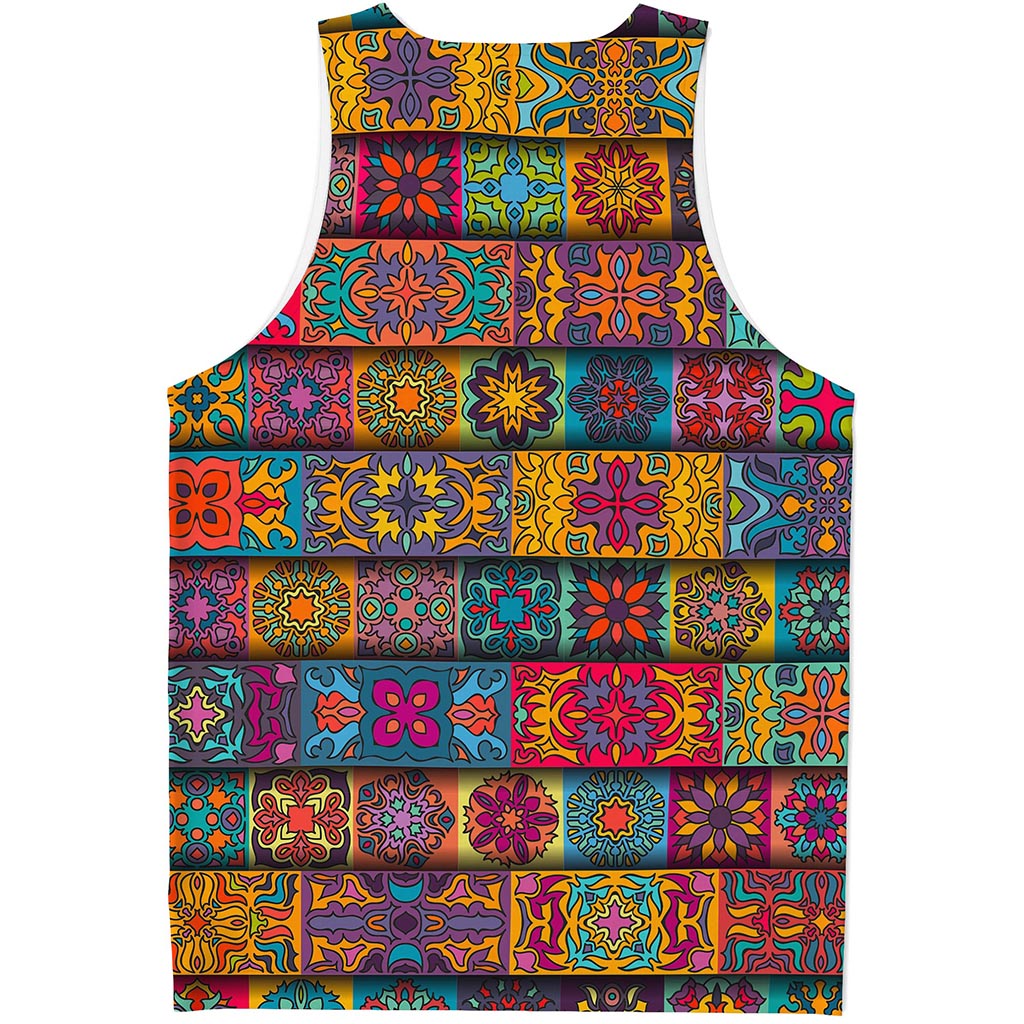 Rectangle Mandala Bohemian Pattern Print Men's Tank Top