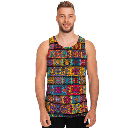 Rectangle Mandala Bohemian Pattern Print Men's Tank Top