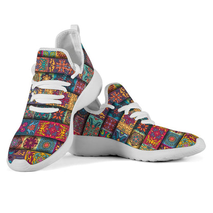 Rectangle Mandala Bohemian Pattern Print Mesh Knit Shoes GearFrost
