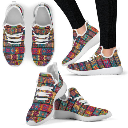 Rectangle Mandala Bohemian Pattern Print Mesh Knit Shoes GearFrost