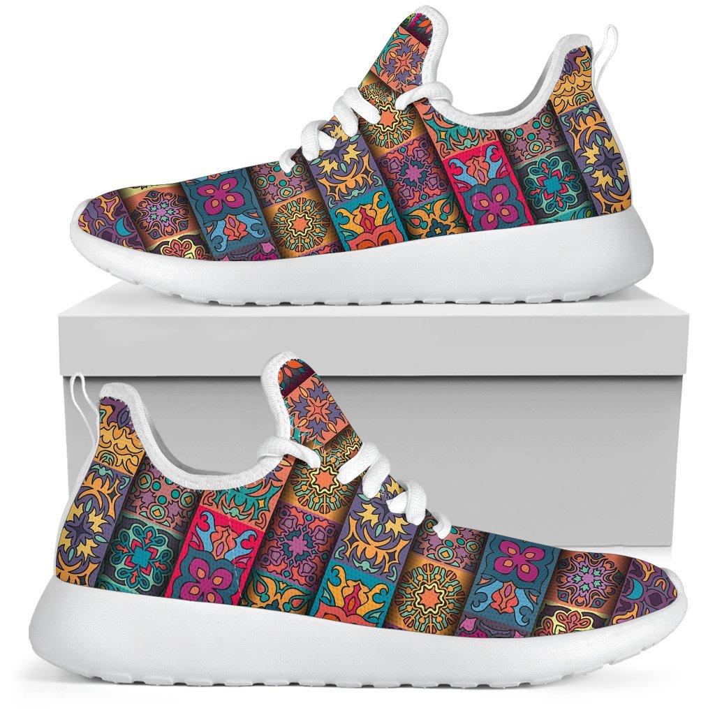 Rectangle Mandala Bohemian Pattern Print Mesh Knit Shoes GearFrost