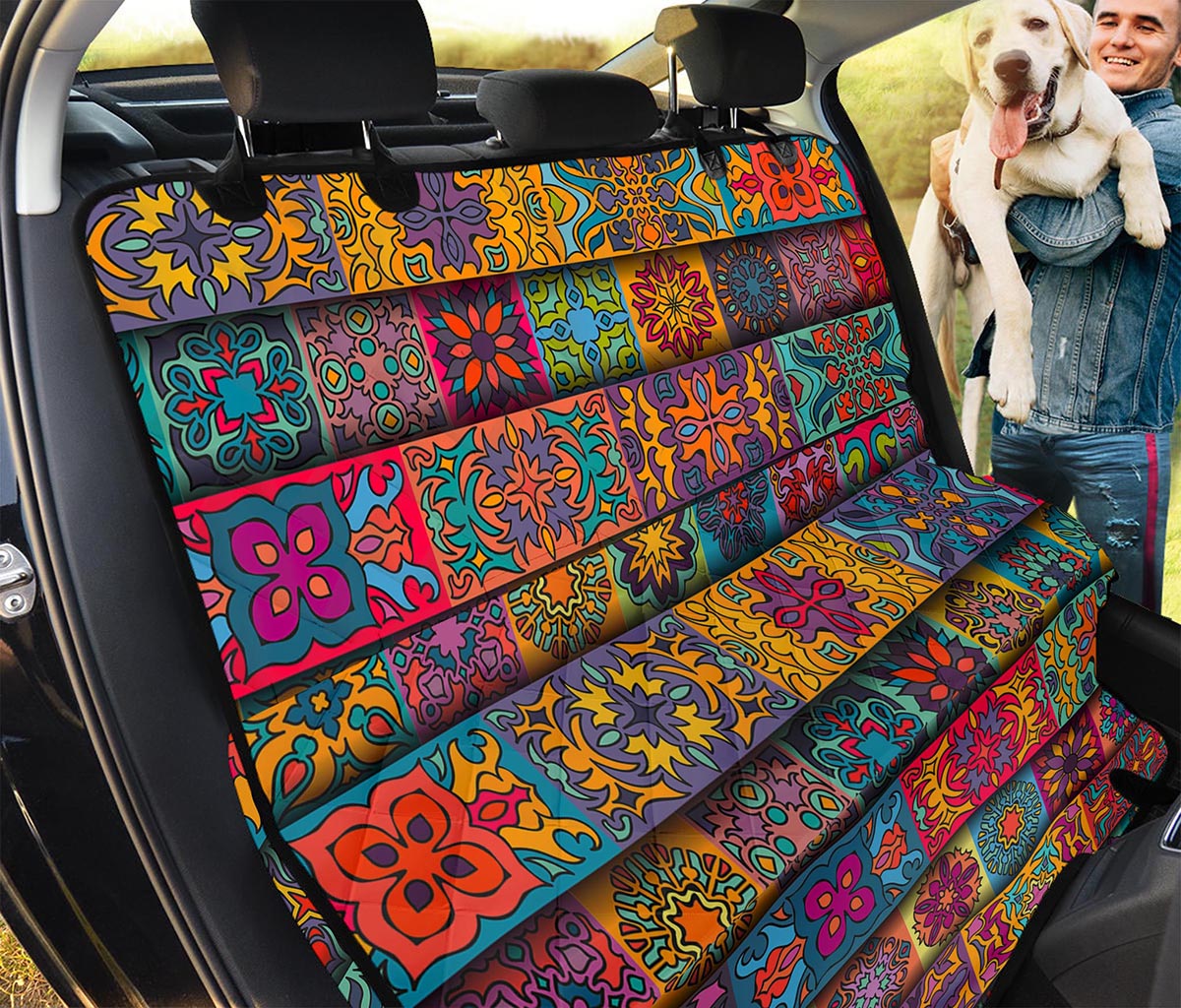 Bohemian Indian Mandala print Car Back Seat Pet Covers, Backseat Seat 2024 Covers, Seat Protector, Car Accessories, Abstract Art