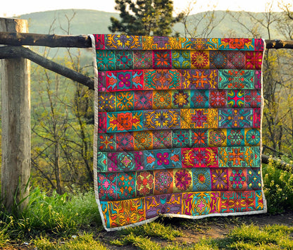 Rectangle Mandala Bohemian Pattern Print Quilt
