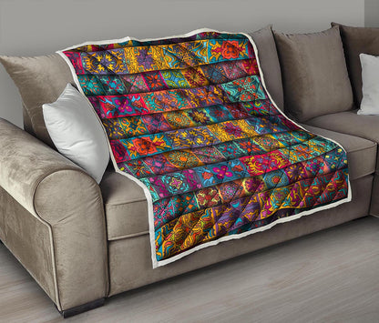 Rectangle Mandala Bohemian Pattern Print Quilt