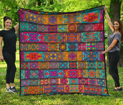 Rectangle Mandala Bohemian Pattern Print Quilt