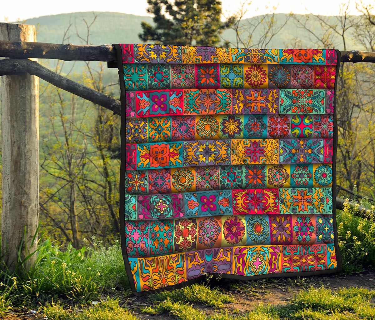 Rectangle Mandala Bohemian Pattern Print Quilt