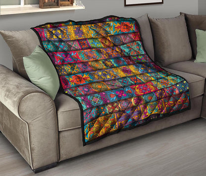 Rectangle Mandala Bohemian Pattern Print Quilt