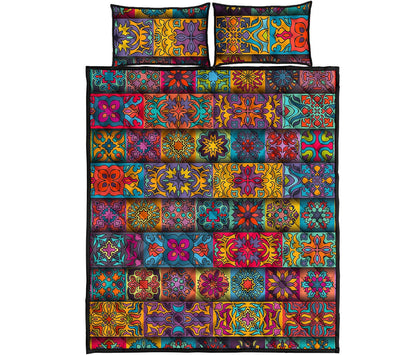 Rectangle Mandala Bohemian Pattern Print Quilt Bed Set