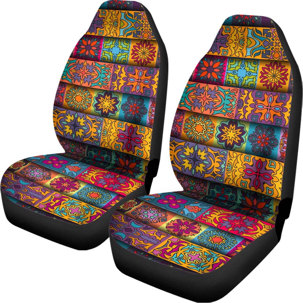 Rectangle Mandala Bohemian Pattern Print Universal Fit Car Seat Covers