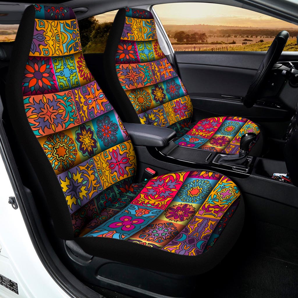 Rectangle Mandala Bohemian Pattern Print Universal Fit Car Seat Covers