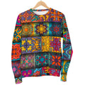 Rectangle Mandala Bohemian Pattern Print Women's Crewneck Sweatshirt