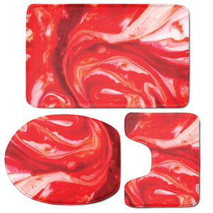 Red Acid Melt Print 3 Piece Bath Mat Set