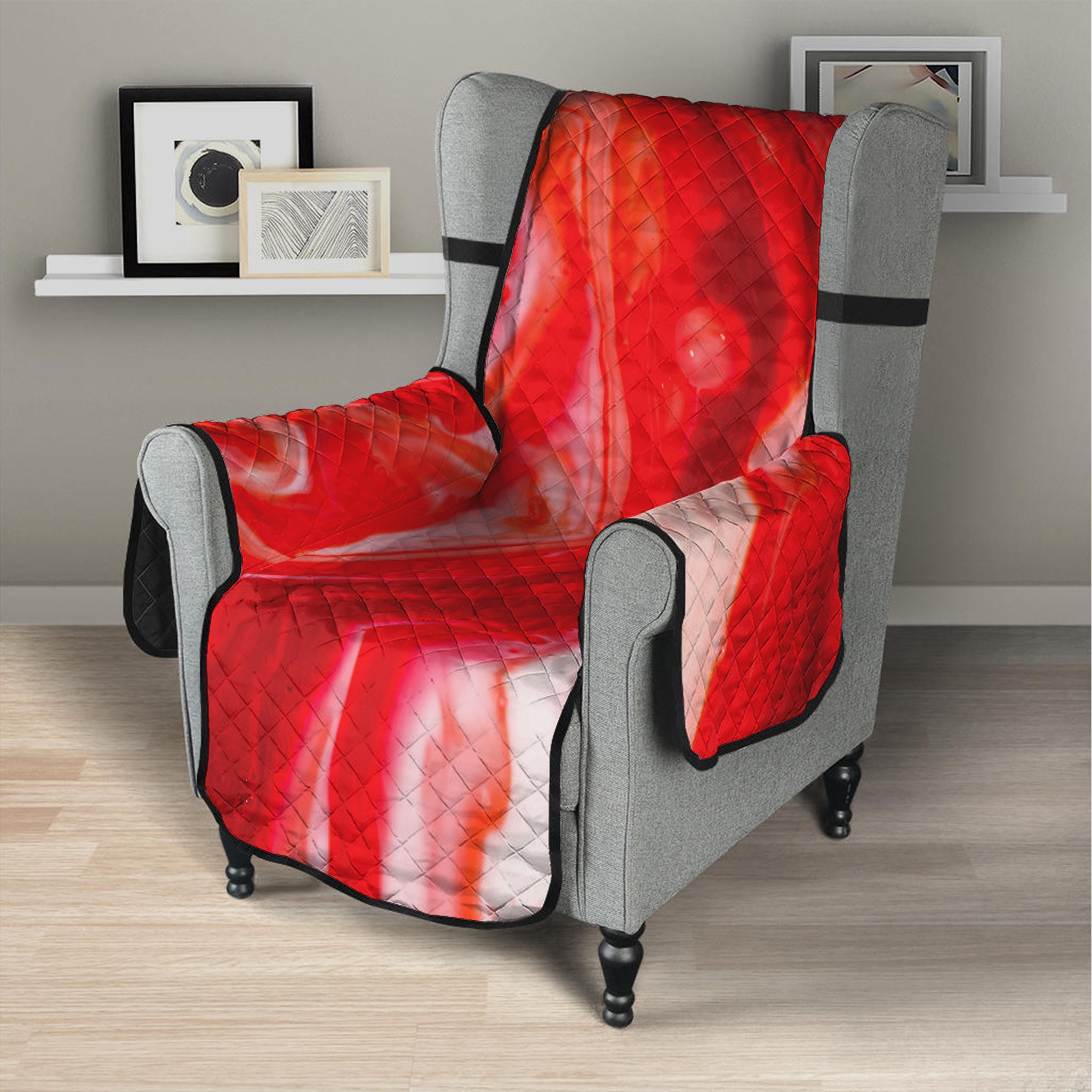 Red Acid Melt Print Armchair Protector