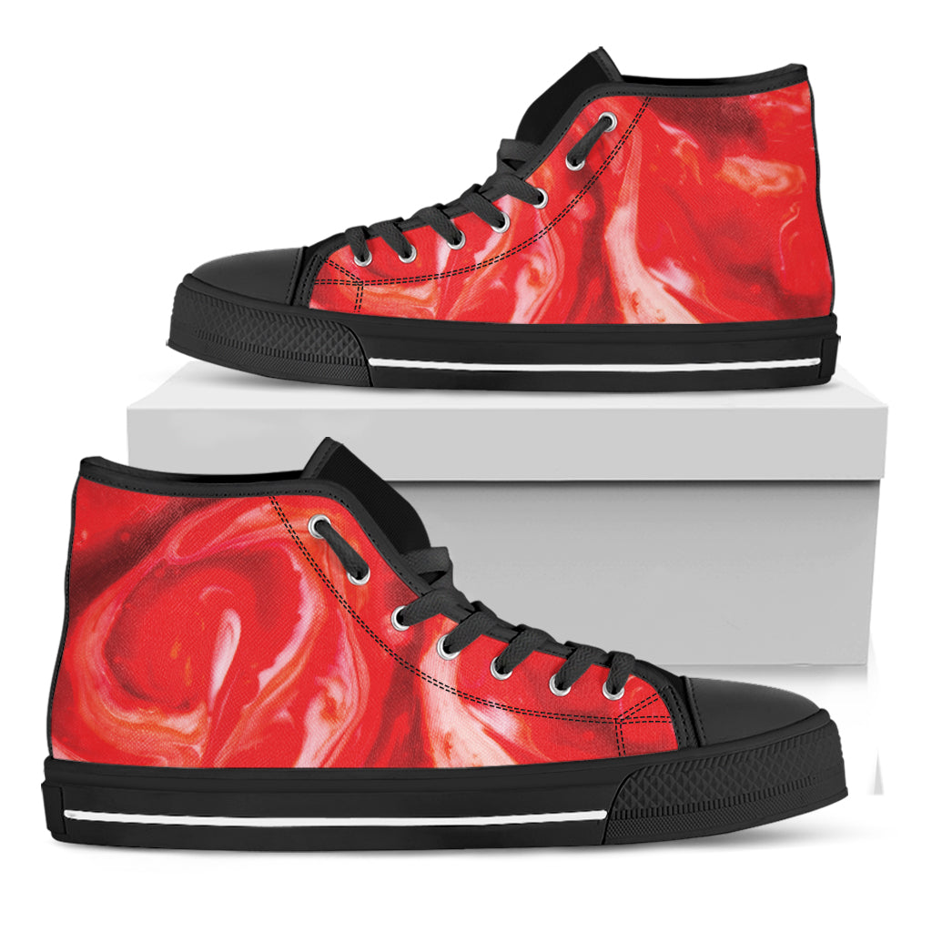 Red Acid Melt Print Black High Top Shoes