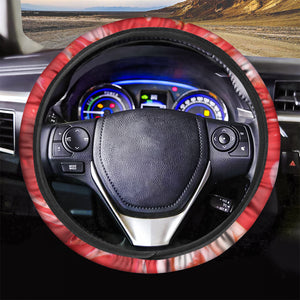 Red Acid Melt Print Car Steering Wheel Cover