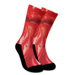 Red Acid Melt Print Crew Socks